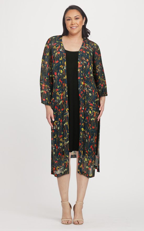 Posies Cassis Slim Kimono product photo.