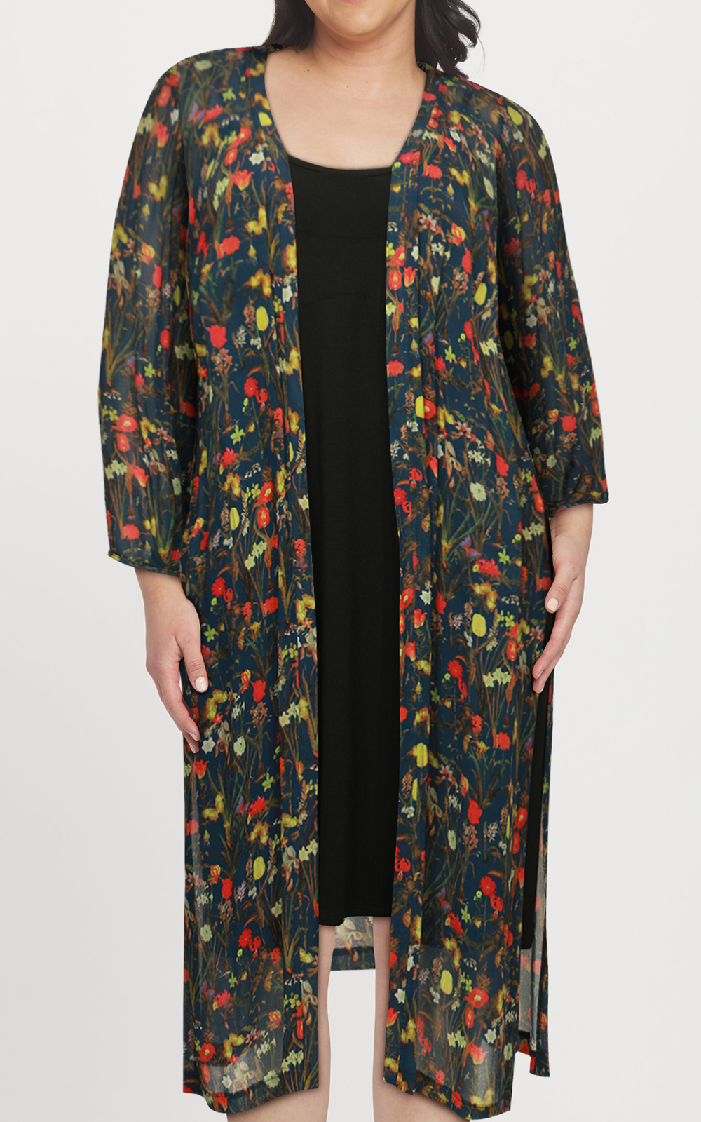 Posies Cassis Slim Kimono product photo.