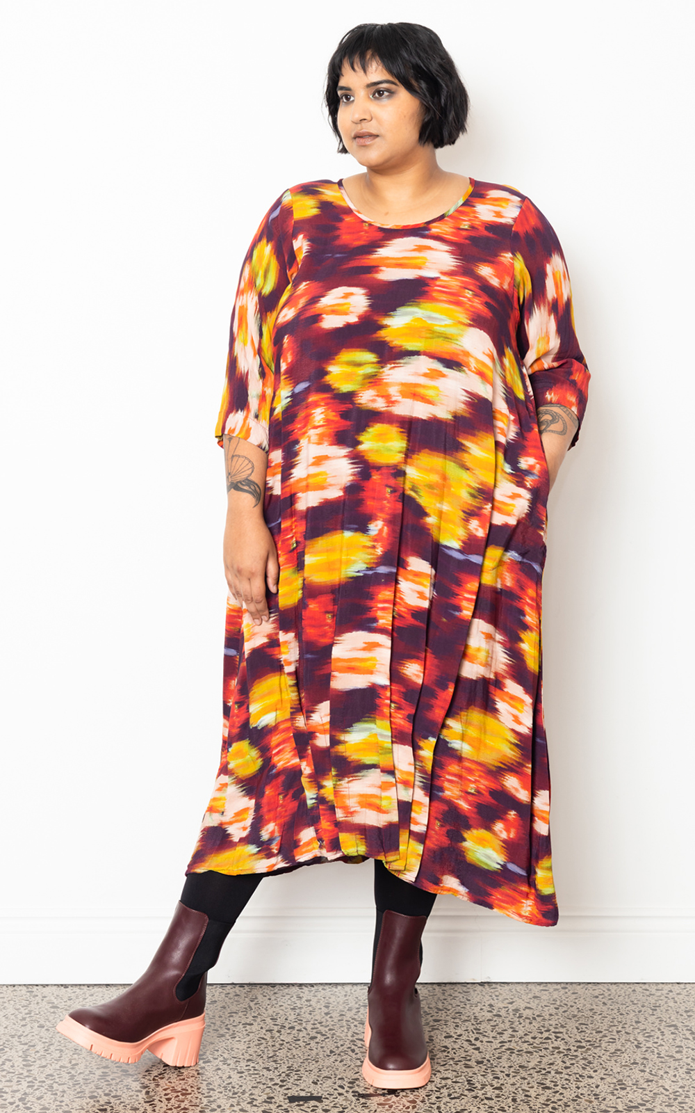 Long Tuck Hem Dress In Cdc product photo.