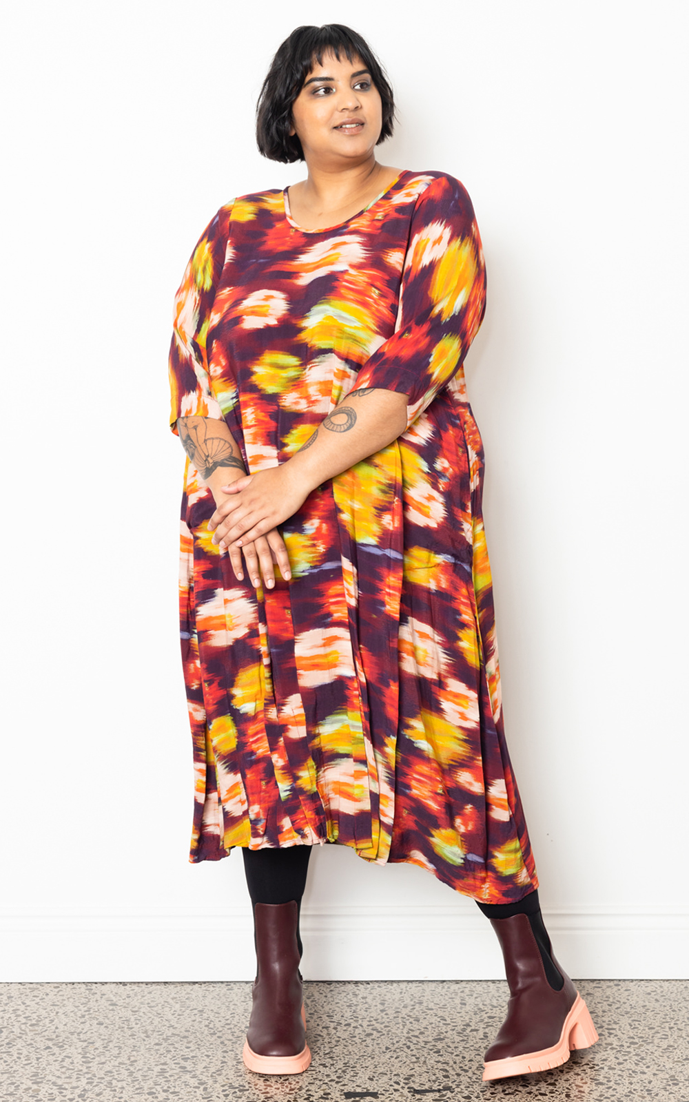 Long Tuck Hem Dress In Cdc product photo.