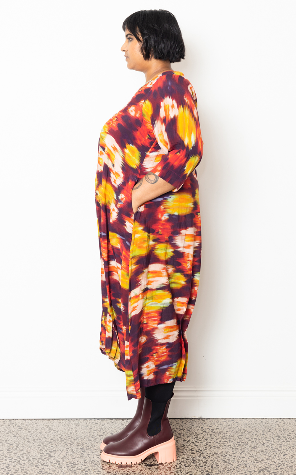 Long Tuck Hem Dress In Cdc product photo.