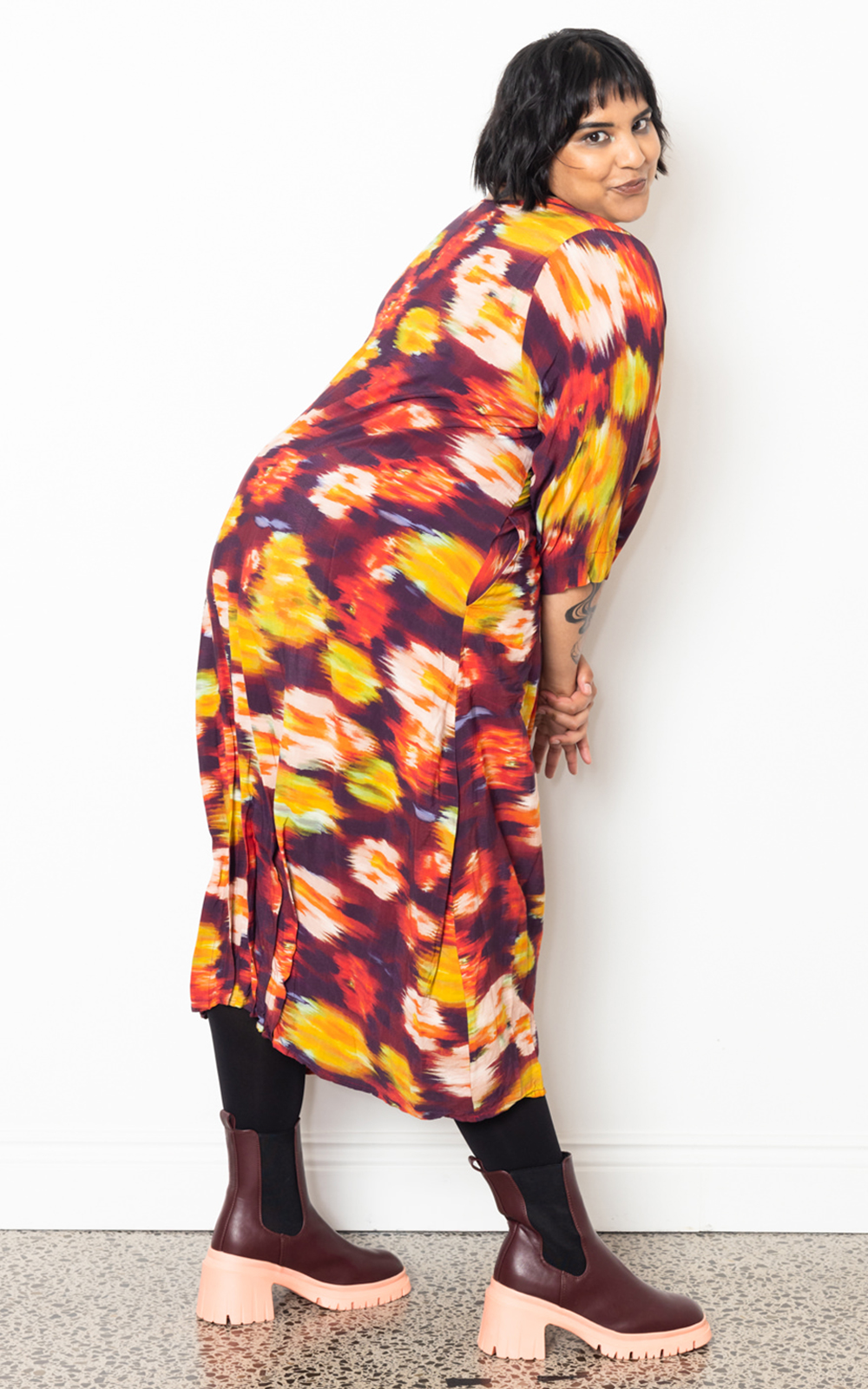 Long Tuck Hem Dress In Cdc product photo.