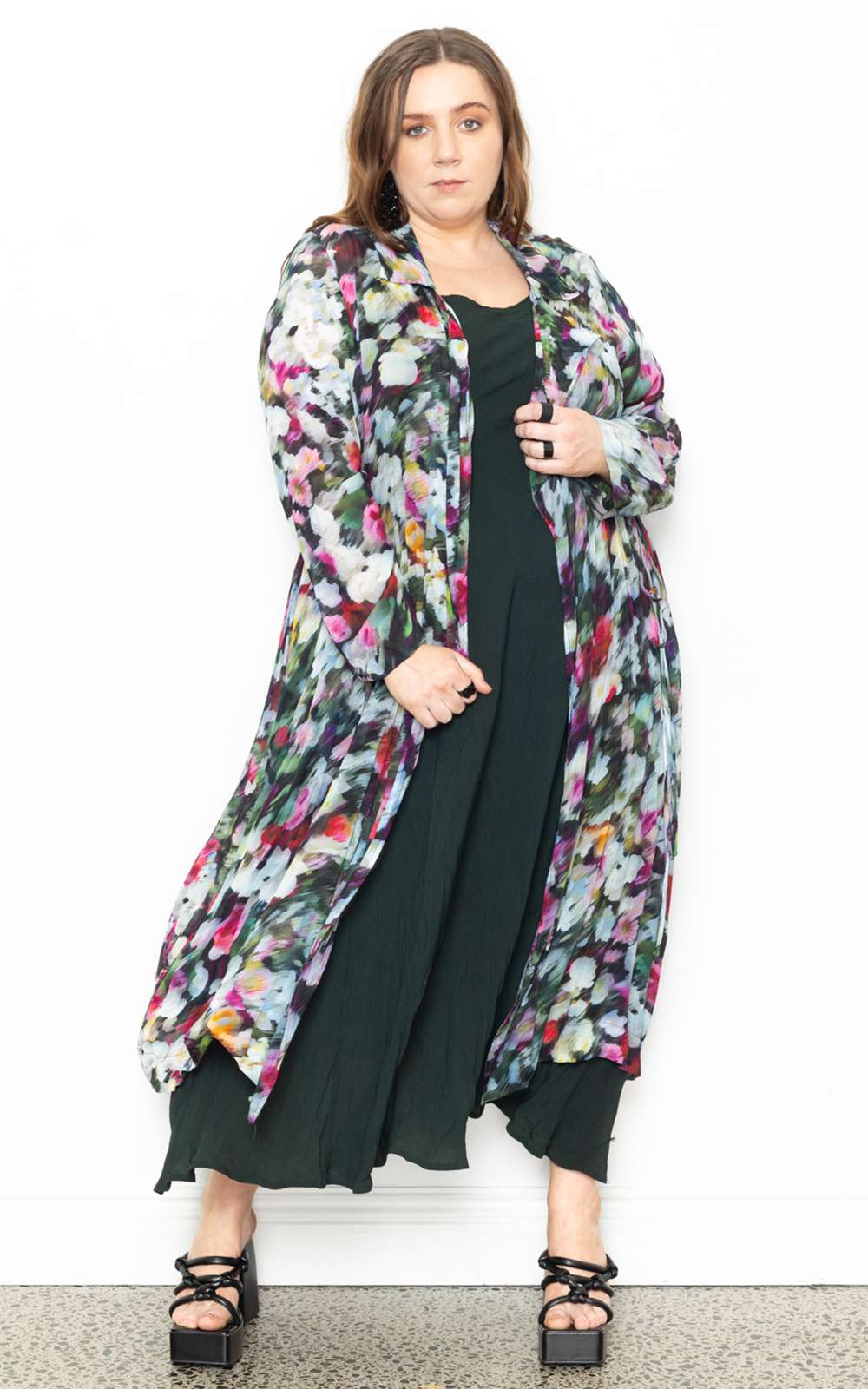 Trench Printed Duster  product photo.