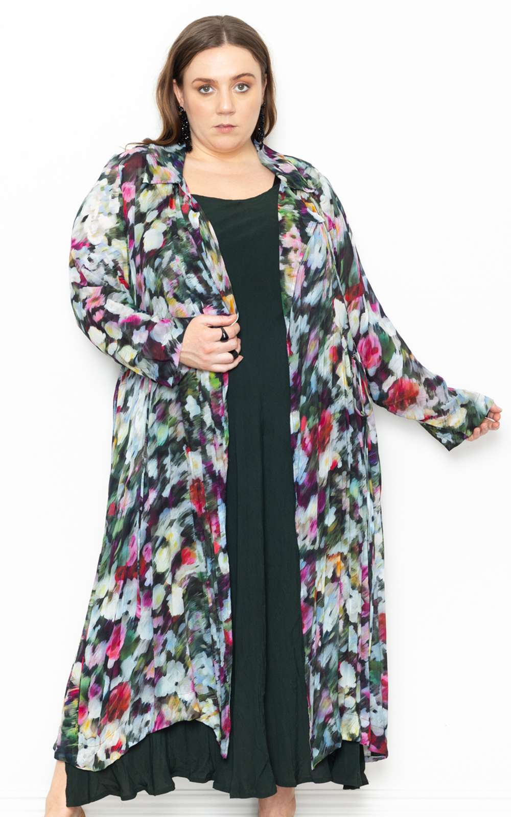 Trench Printed Duster  product photo.