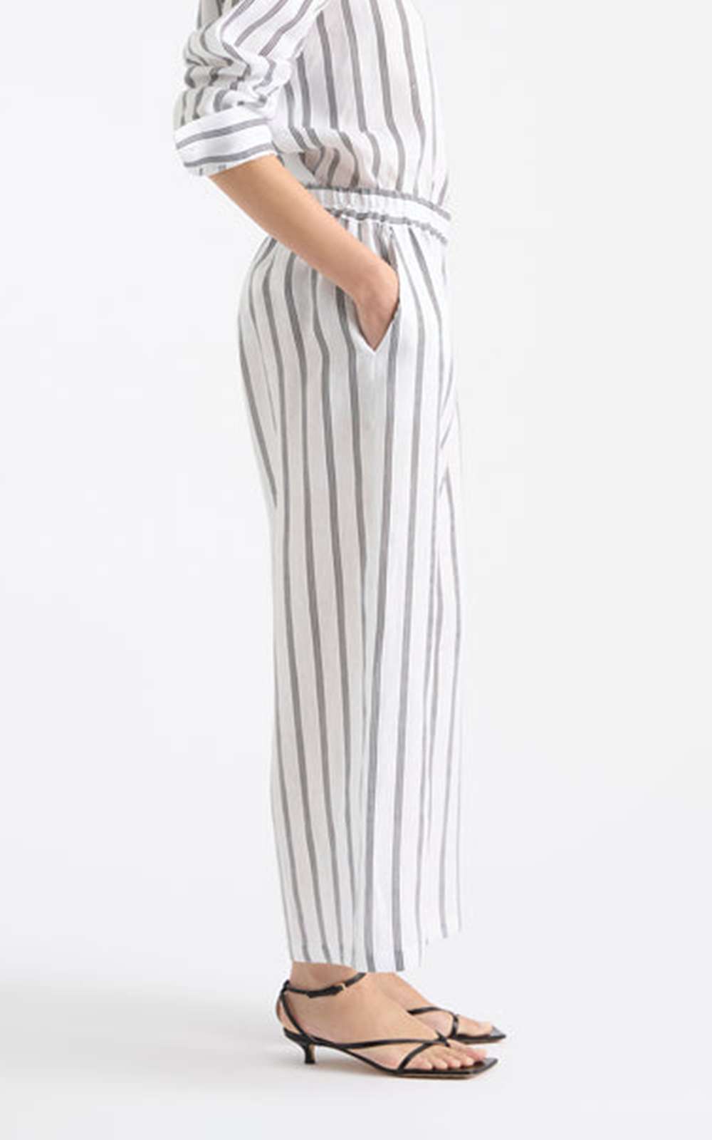 Pace Pant In Tri Stripe Linen product photo.