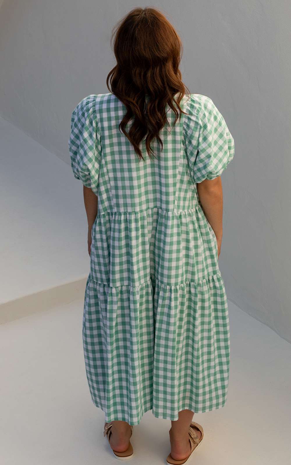 Roamer Midi Dress In Haze Gingham product photo.