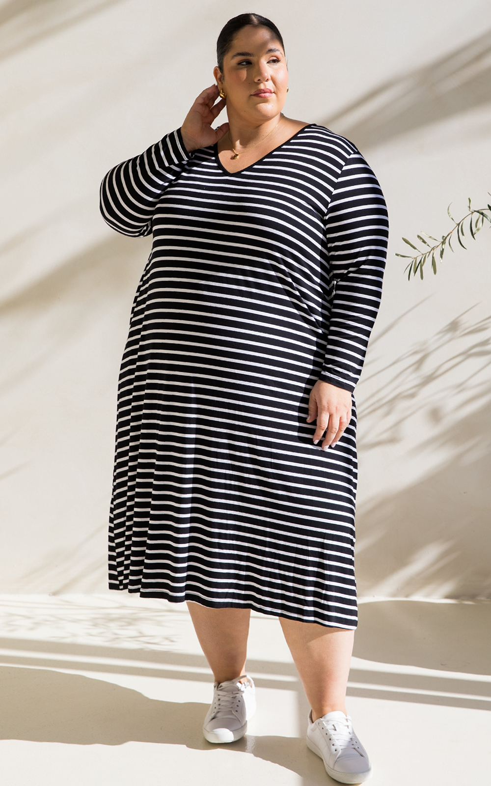 L/S T-Shirt Stripe Dress product photo.