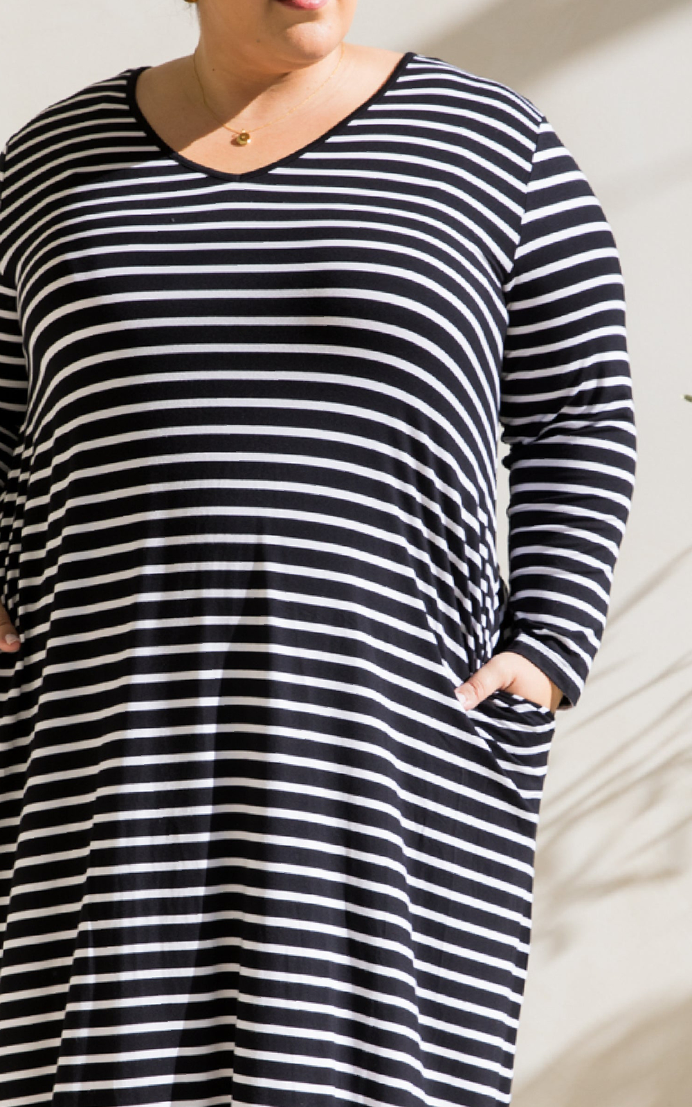 L/S T-Shirt Stripe Dress product photo.