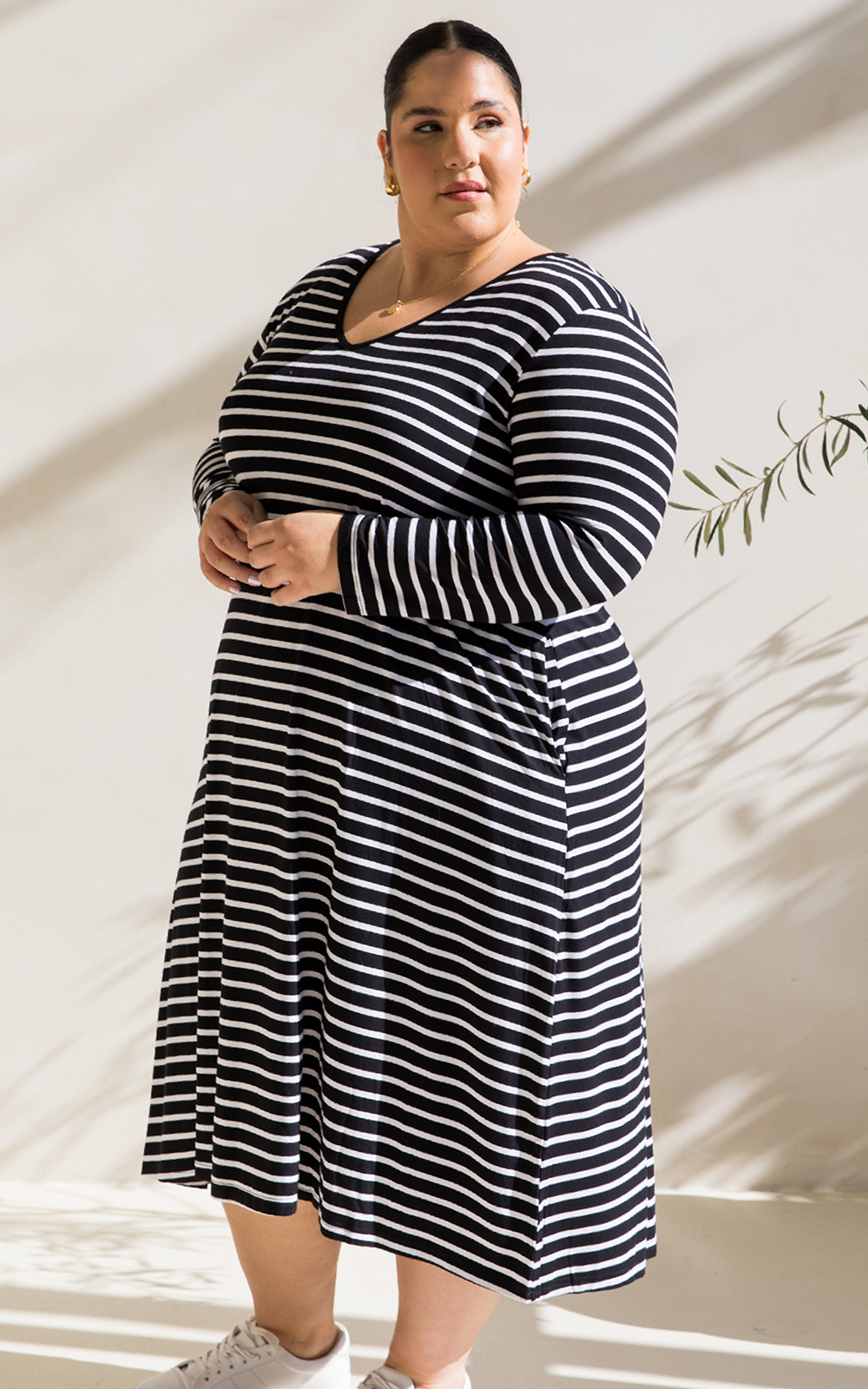 L/S T-Shirt Stripe Dress product photo.