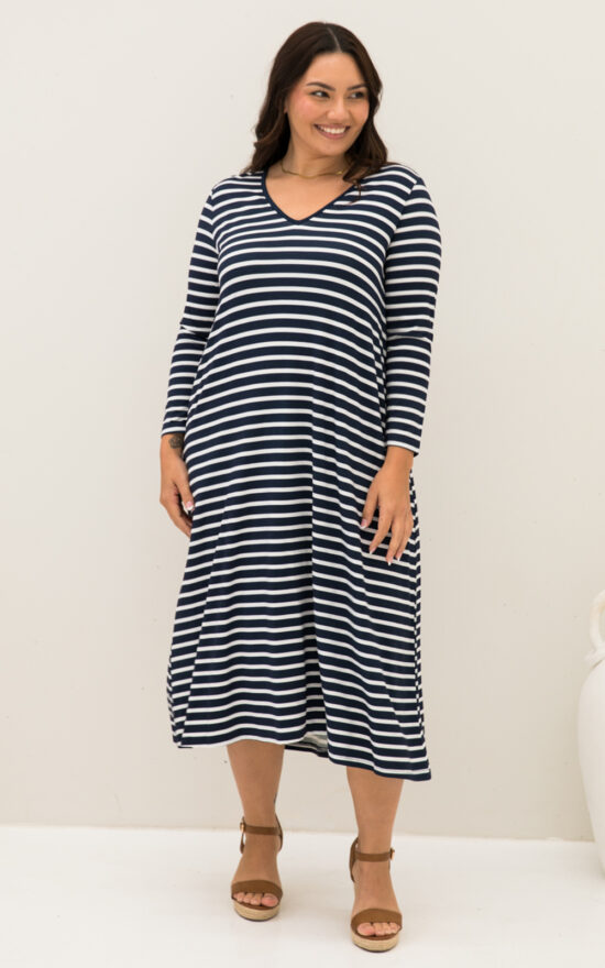 L/S T-Shirt Stripe Dress product photo.