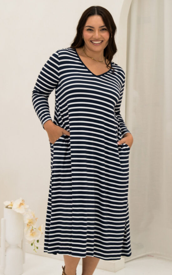 L/S T-Shirt Stripe Dress product photo.