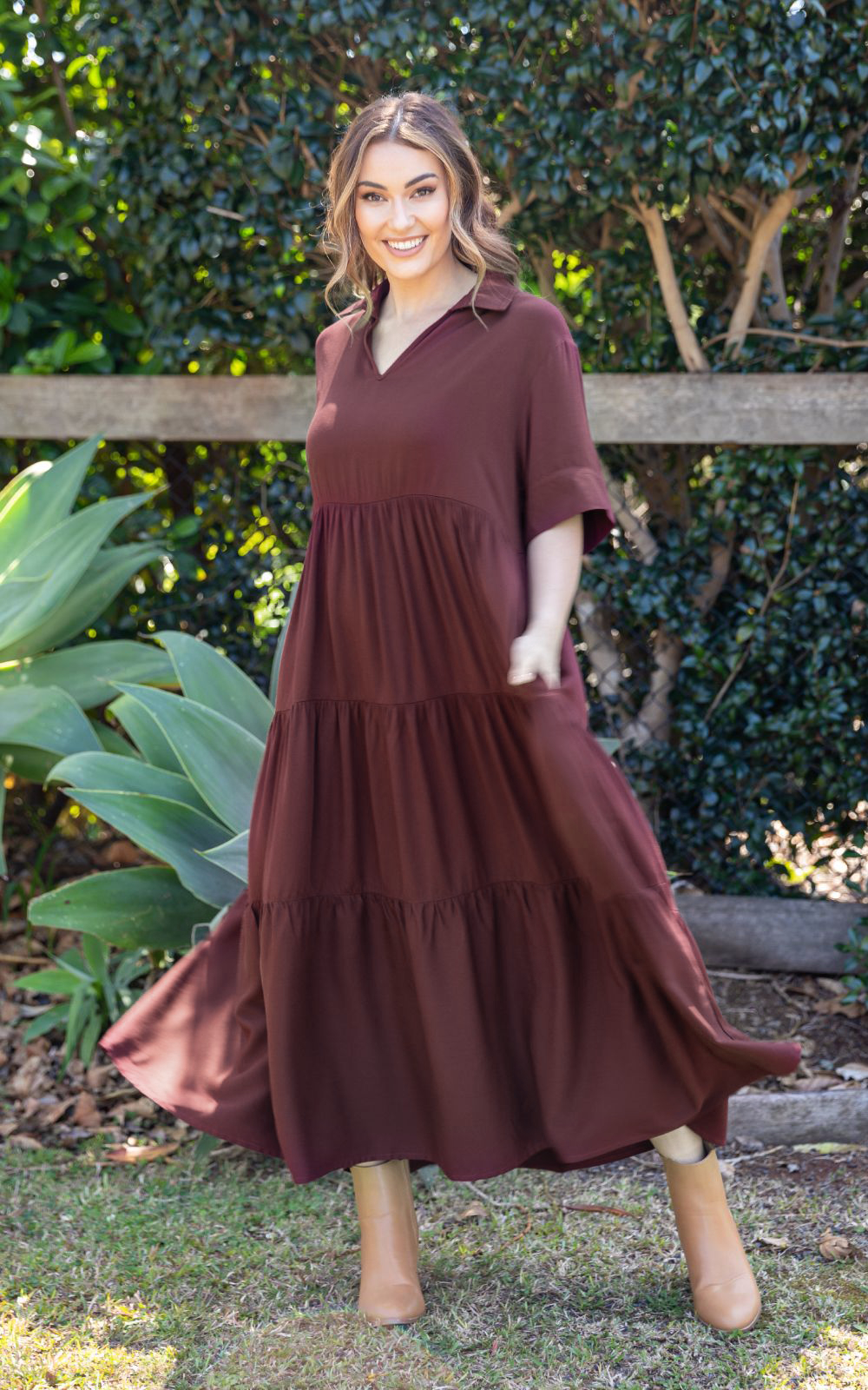 Serenity Ruffle Maxi Dress product photo.