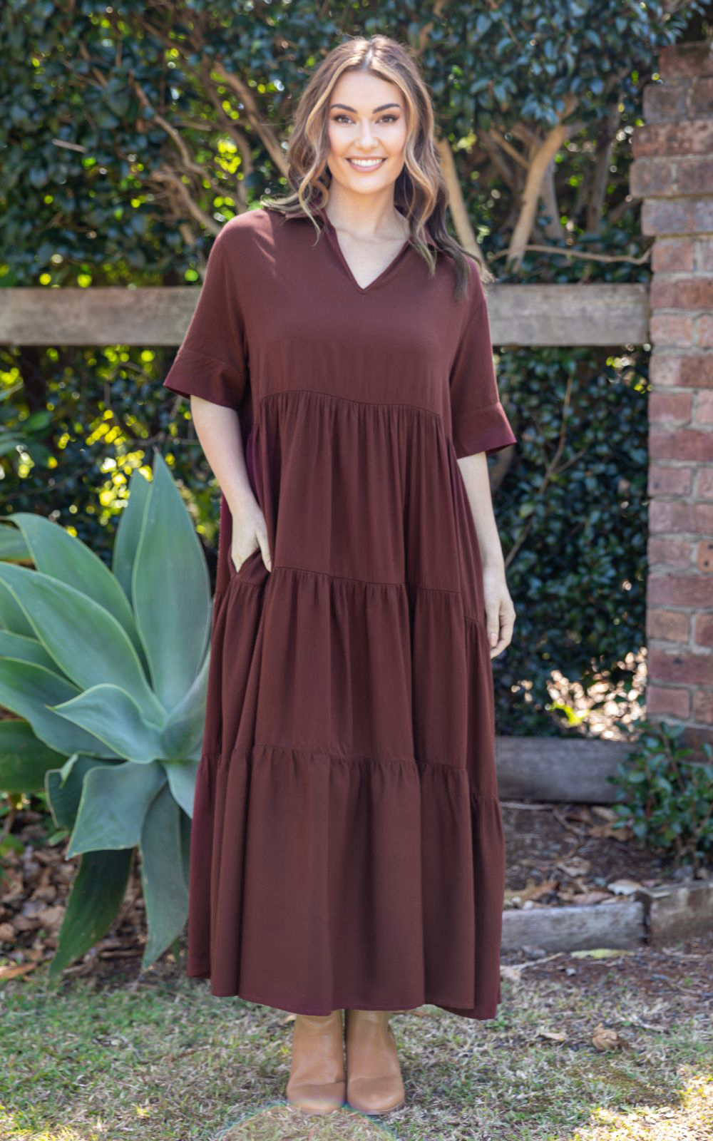 Serenity Ruffle Maxi Dress product photo.