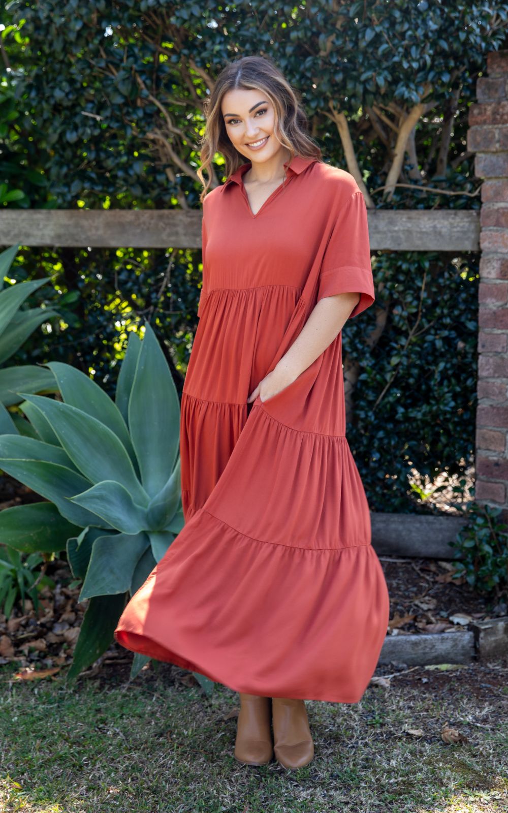 Serenity Ruffle Maxi Dress product photo.