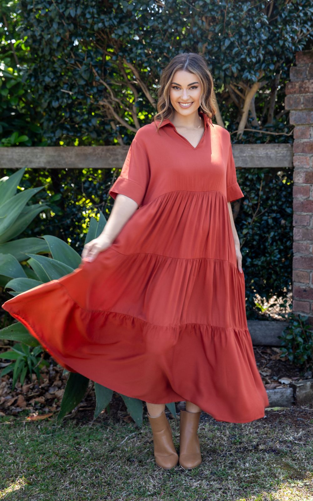 Serenity Ruffle Maxi Dress product photo.