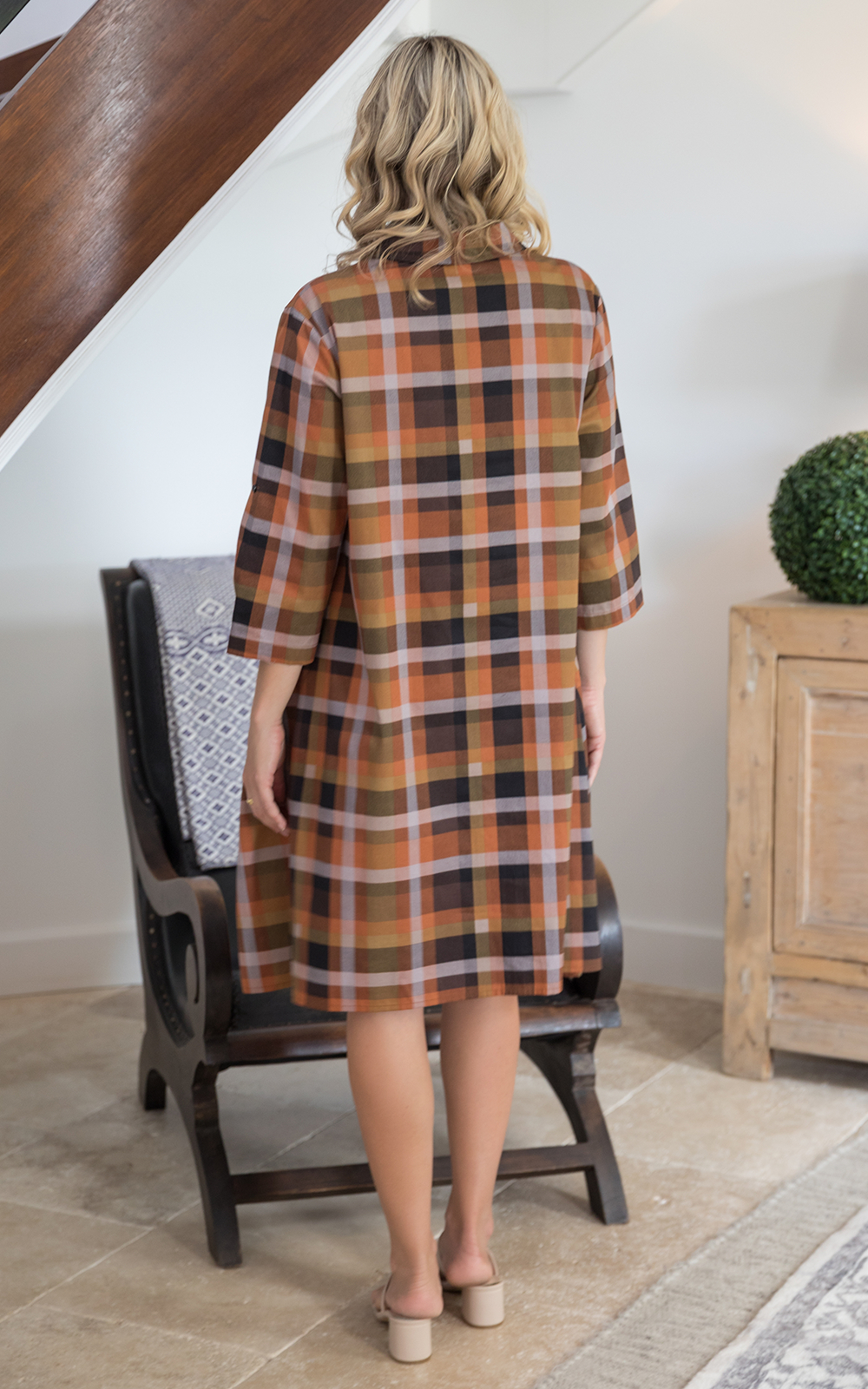 Fall Check Soho Shirt Dress product photo.