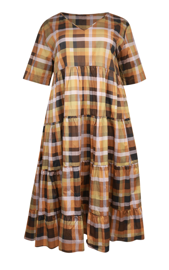 Fall Check Waterfall Dress product photo.