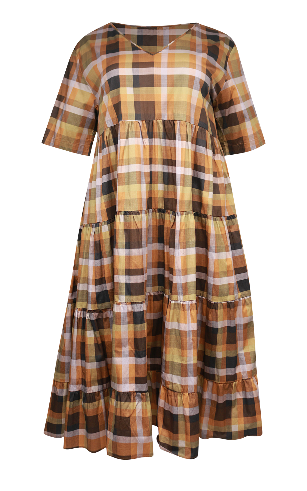 Fall Check Waterfall Dress product photo.