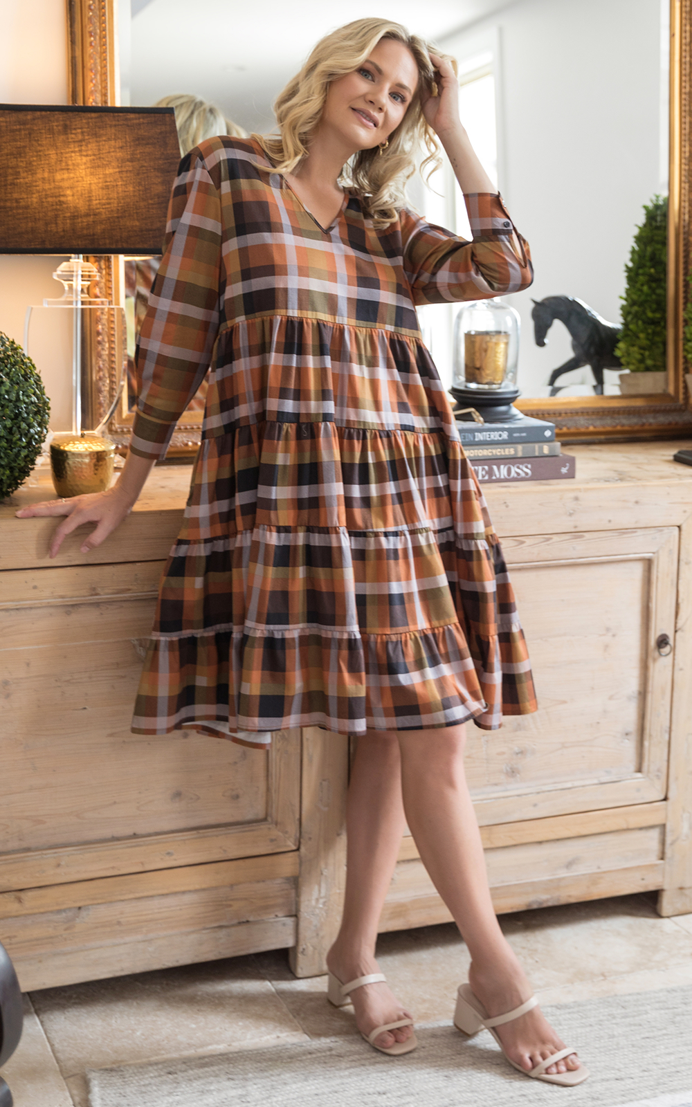 Fall Check Bonita Dress  product photo.