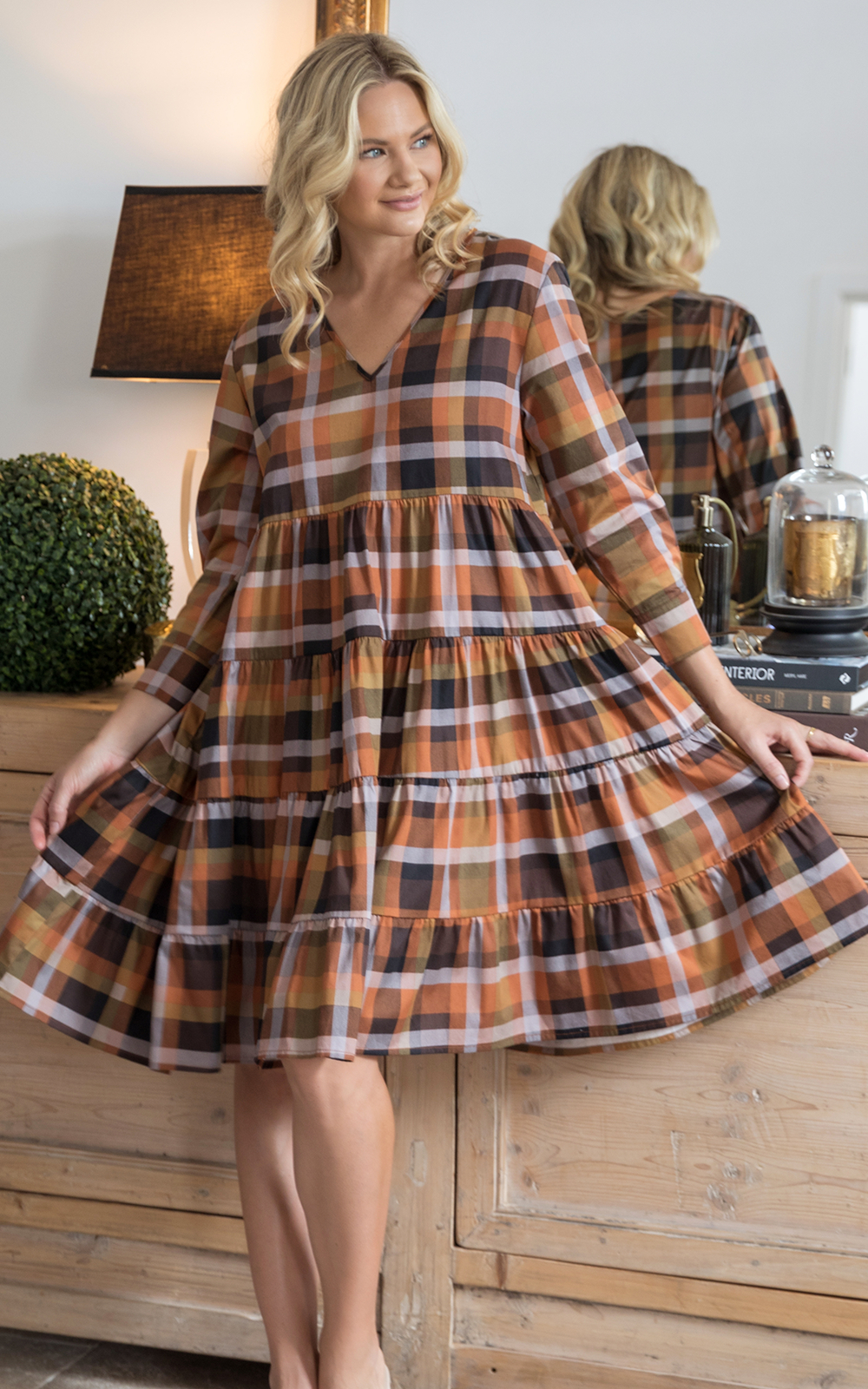 Fall Check Bonita Dress  product photo.