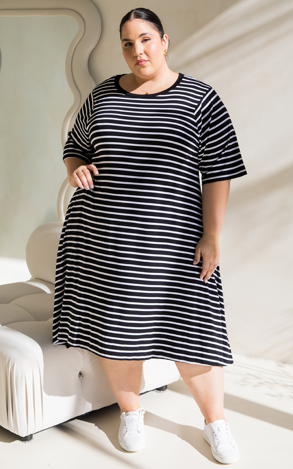 Kiana Stripe Dress product photo.