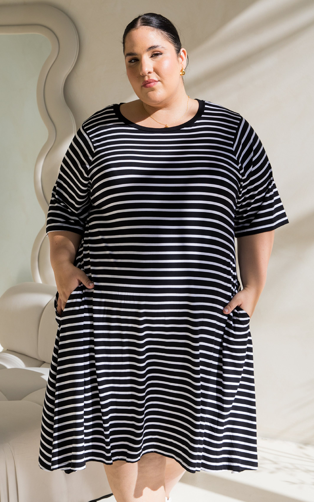 Kiana Stripe Dress product photo.