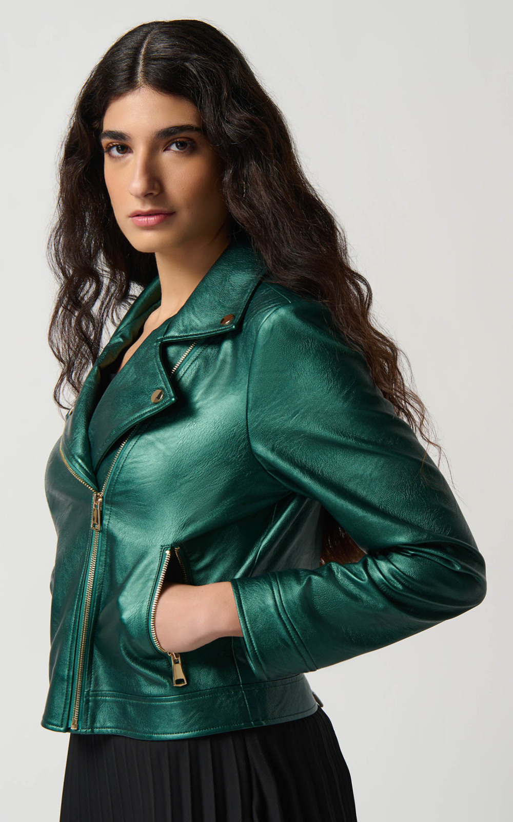 Faux Leather Bike Jacket product photo.