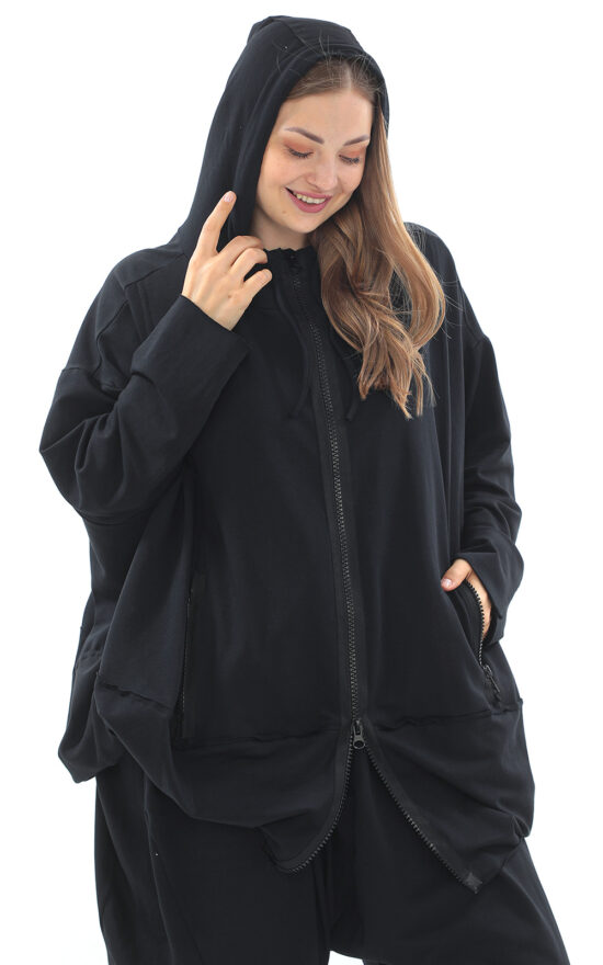 Gece Hooded Zip Jacket product photo.