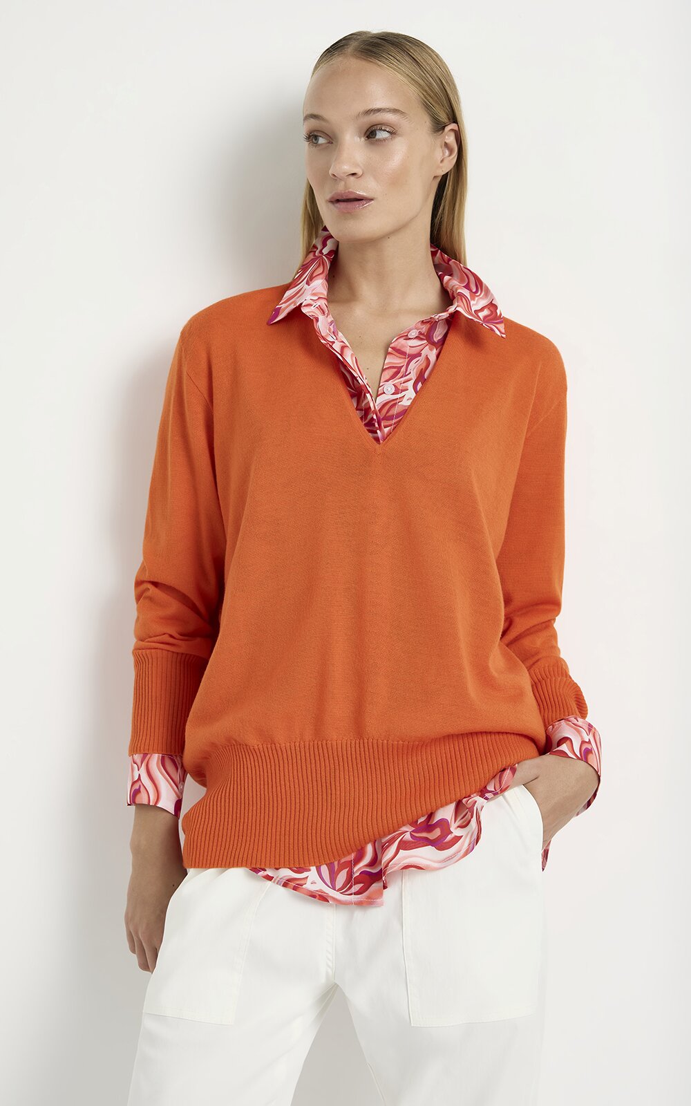 Soft Shirt In Tangello Print product photo.