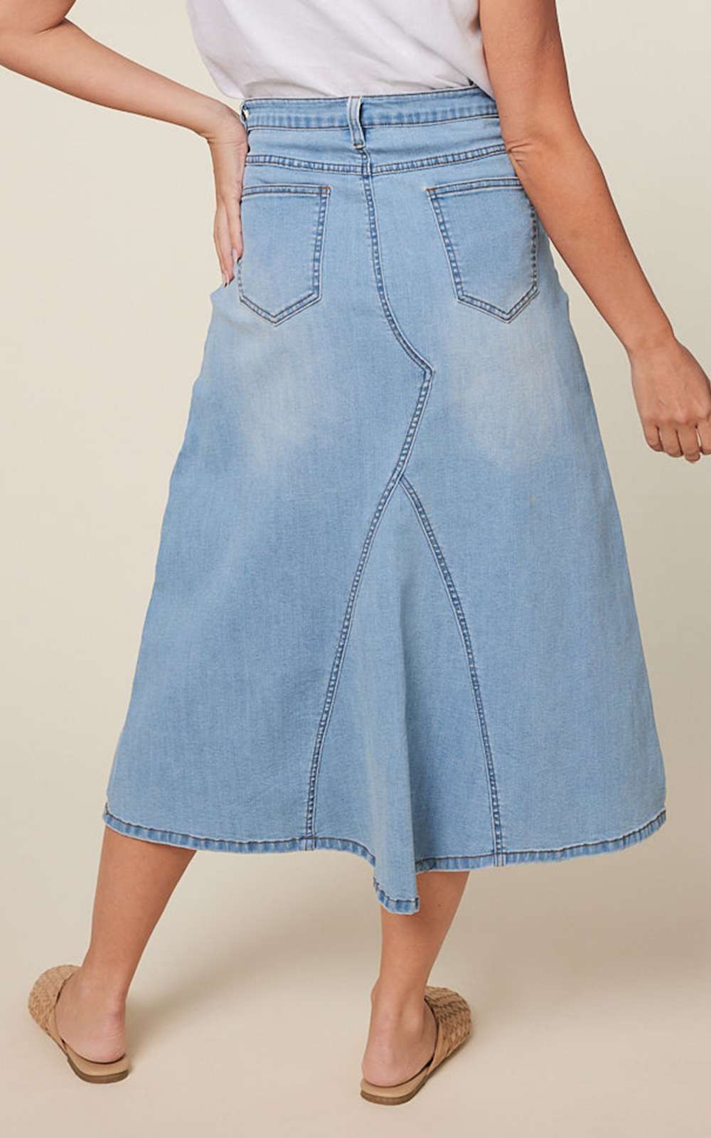 Denim Midi Skirt product photo.