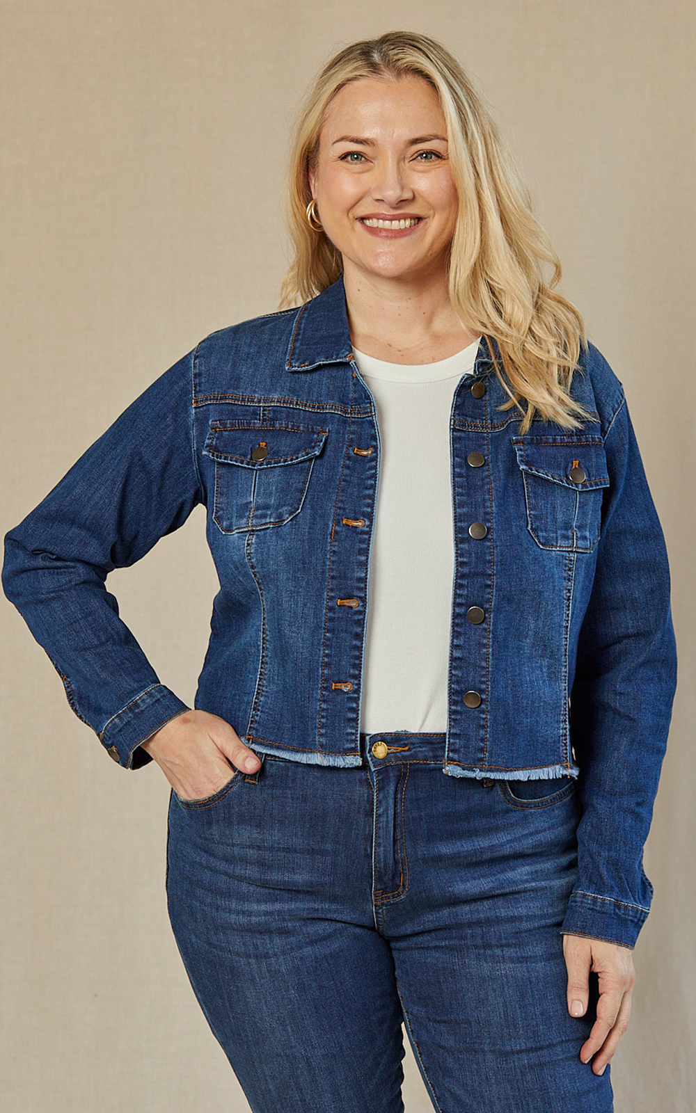 Cropped Denim Jacket product photo.