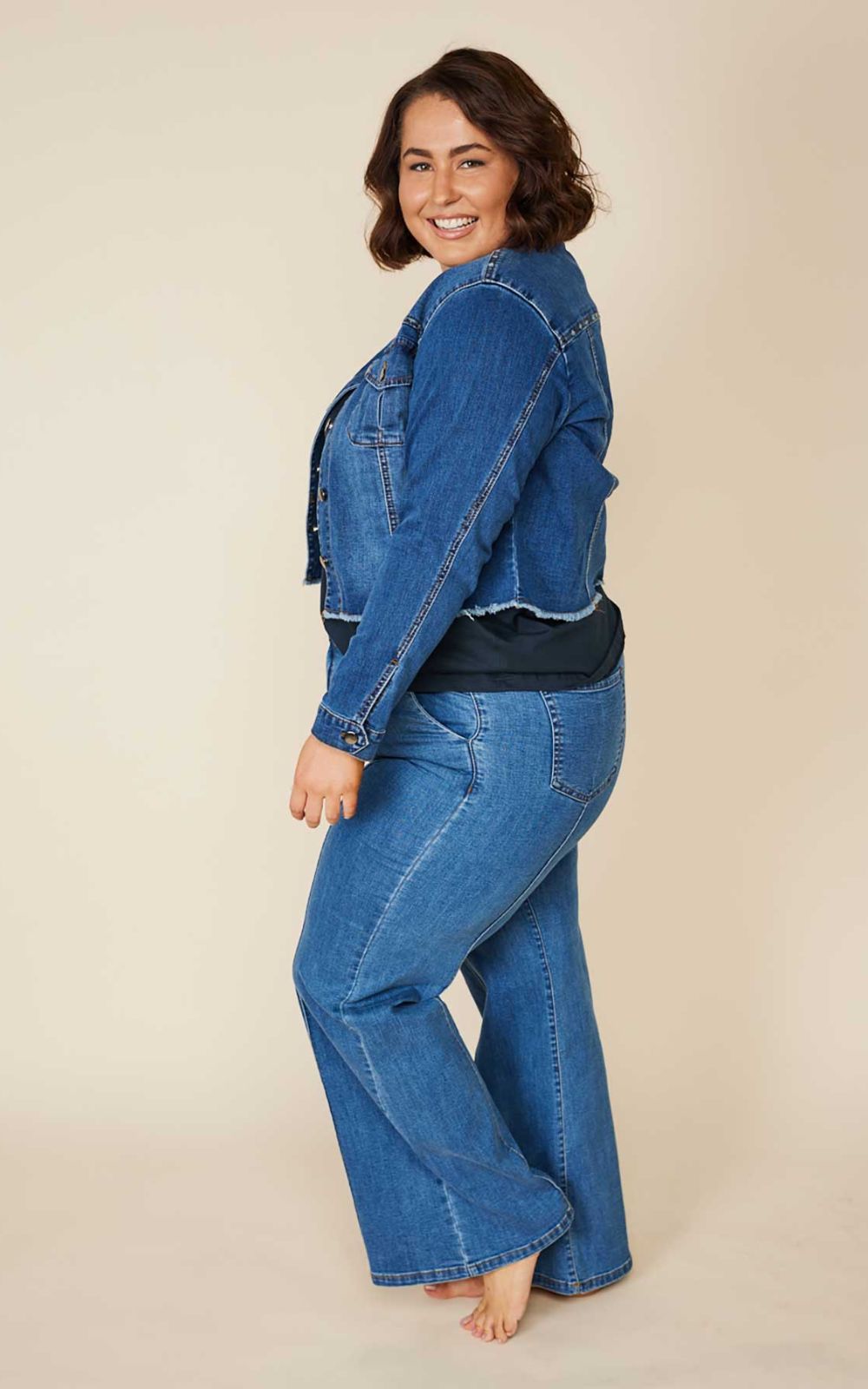 Cropped Denim Jacket product photo.