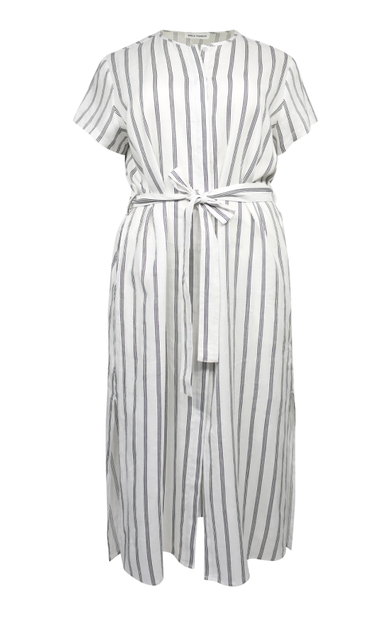 Shell Dress In Tri Stripe Linen product photo.