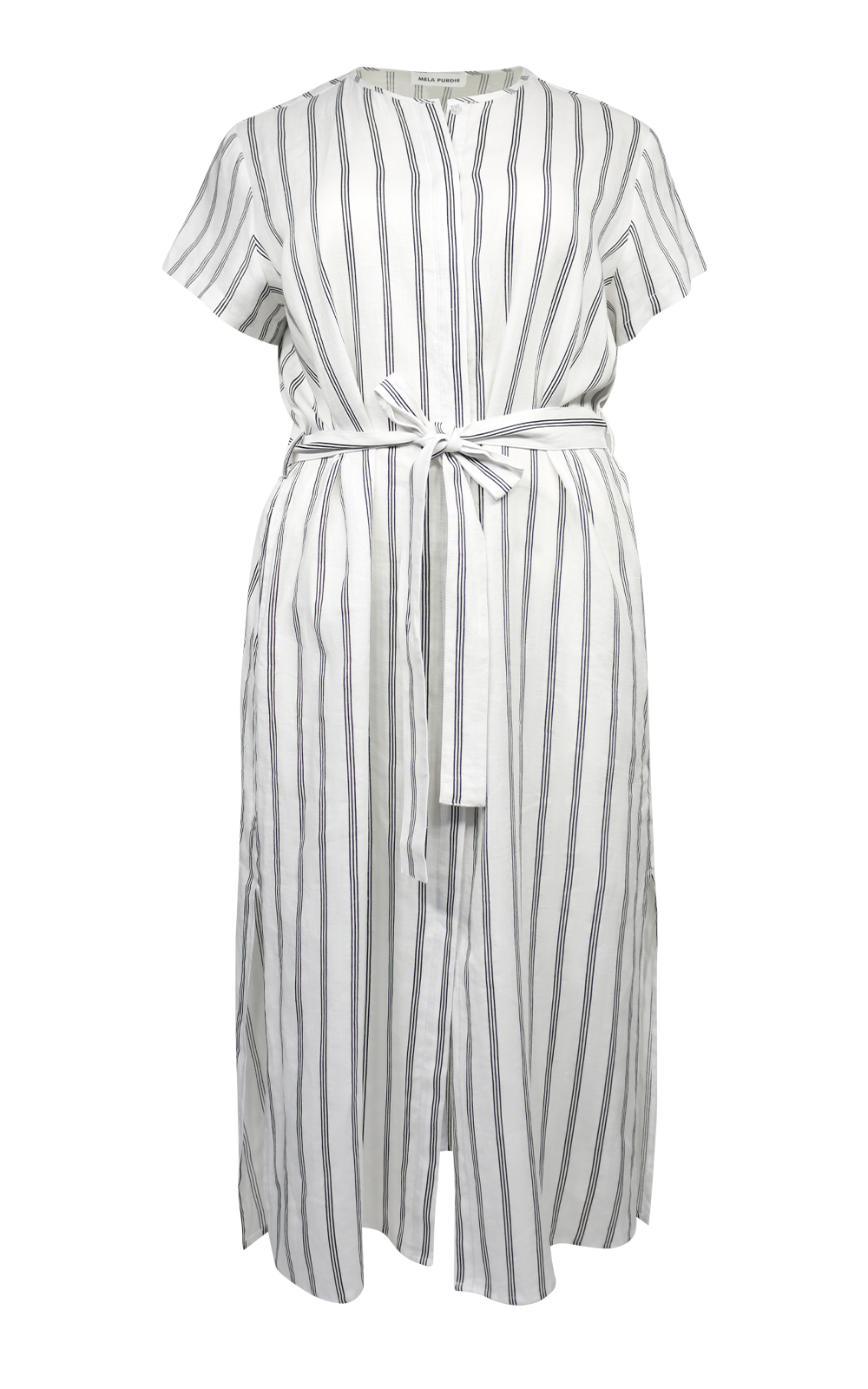 Shell Dress In Tri Stripe Linen product photo.