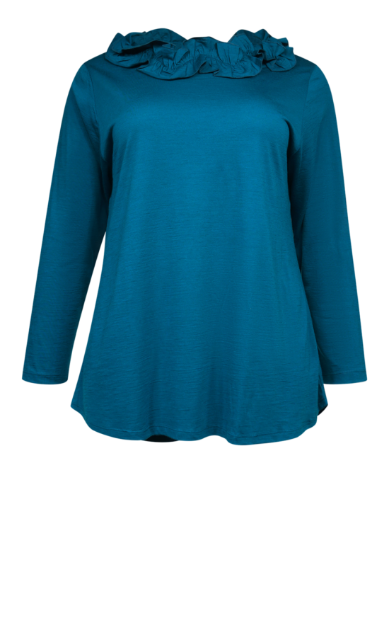 Merino A Line Frill Neck Top product photo.