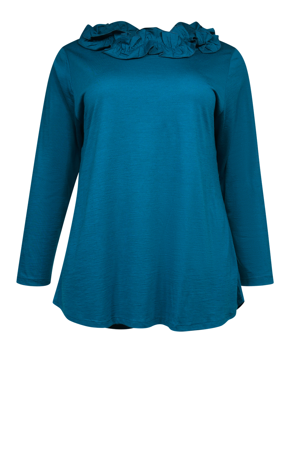 Merino A Line Frill Neck Top product photo.