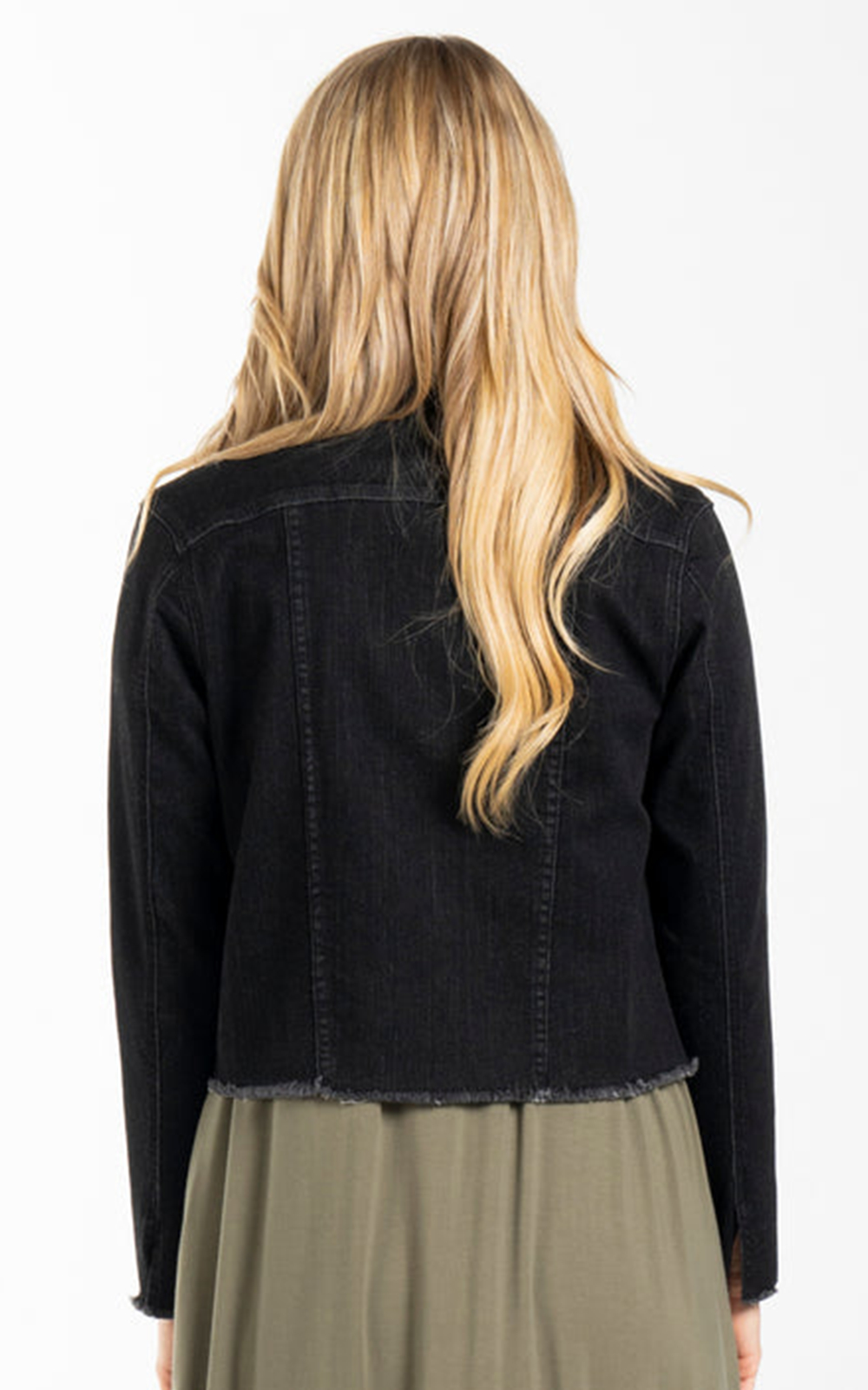 Frayed Denim Jacket product photo.