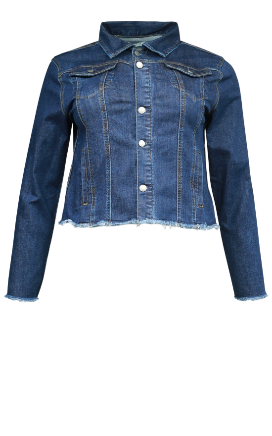 Frayed Denim Jacket product photo.