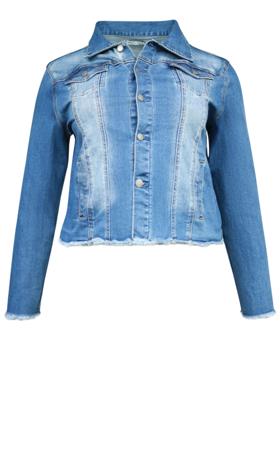 Frayed Denim Jacket product photo.