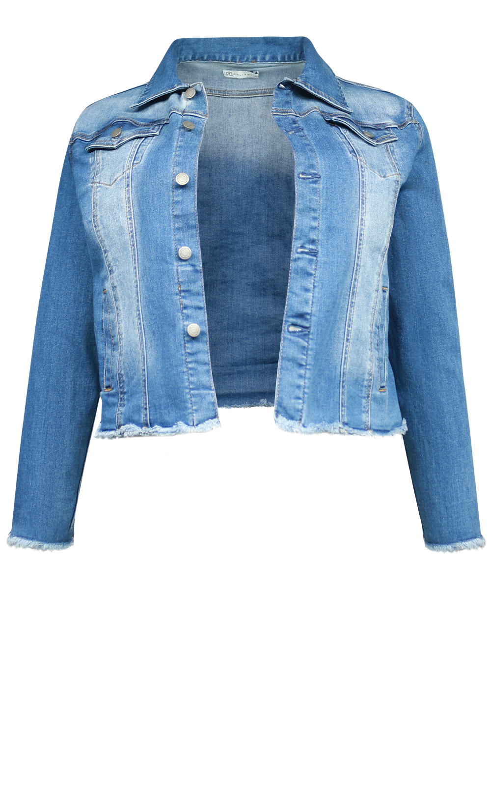 Frayed Denim Jacket product photo.