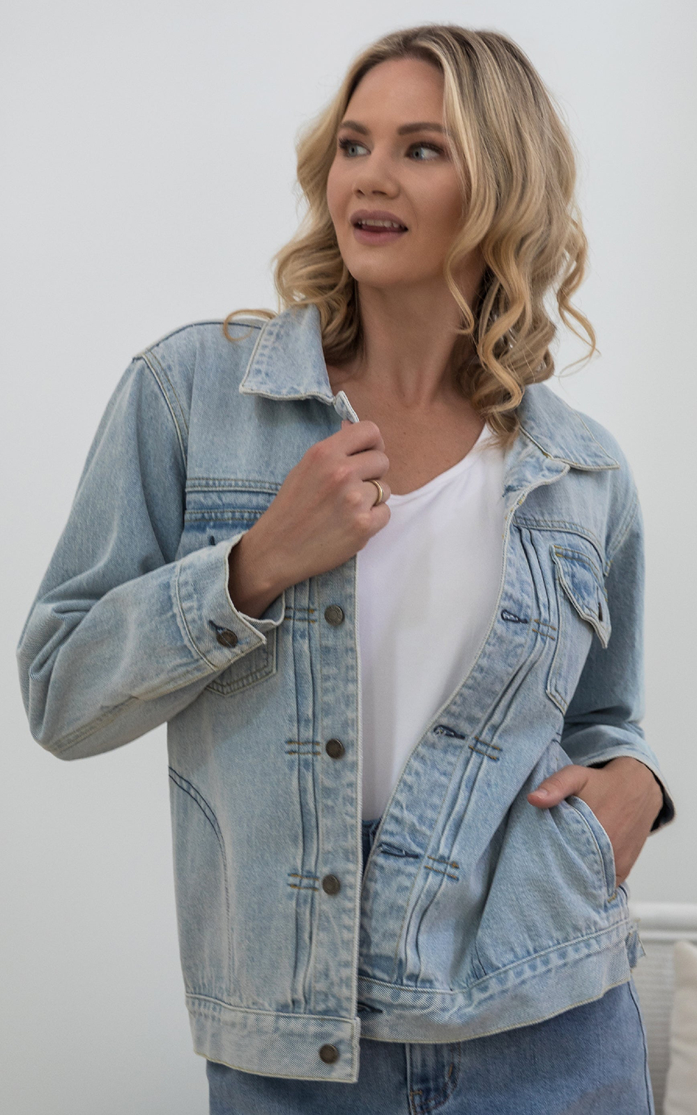 Denim Basic Jacket product photo.