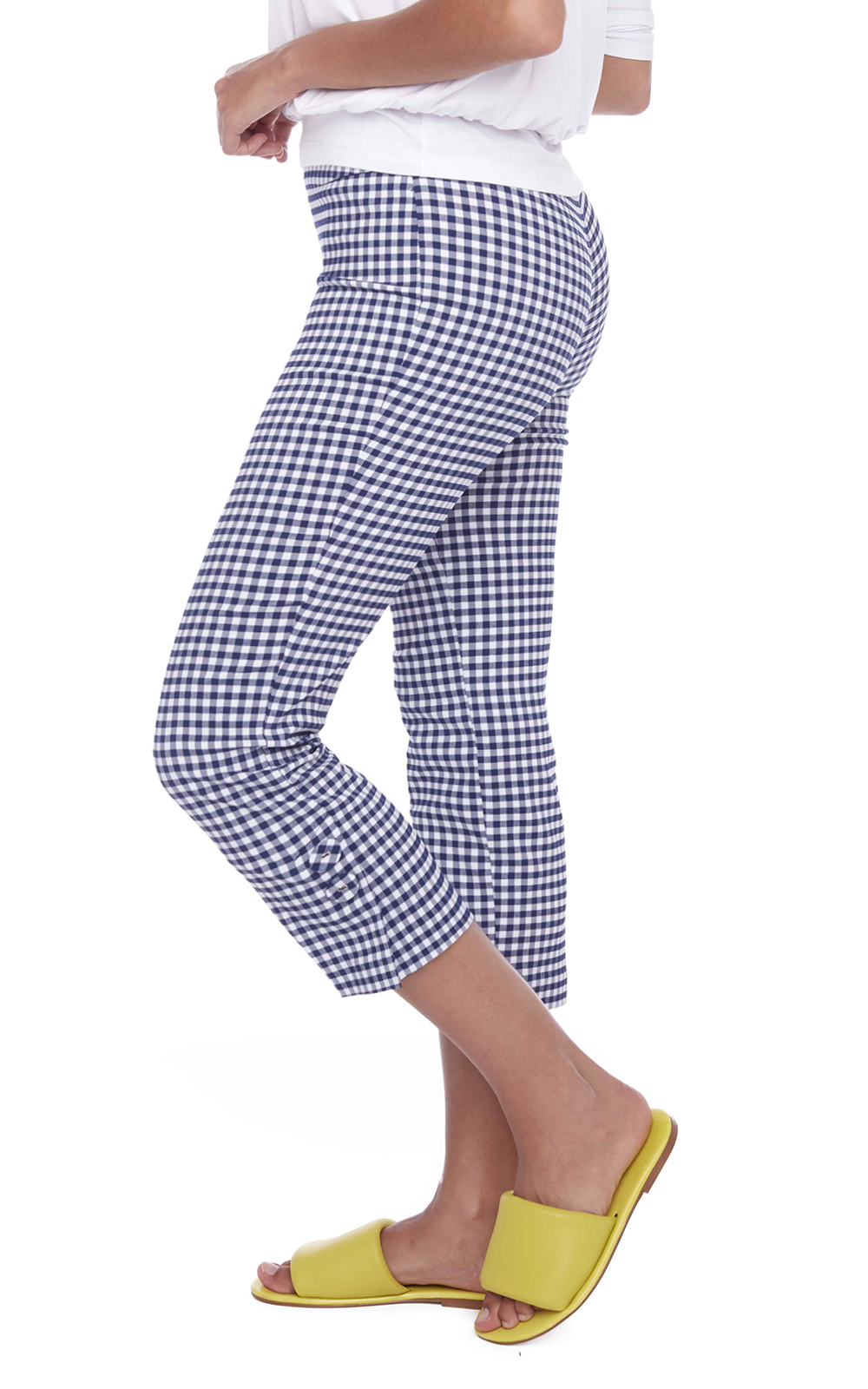 Techno Crop Gingham Pants product photo.