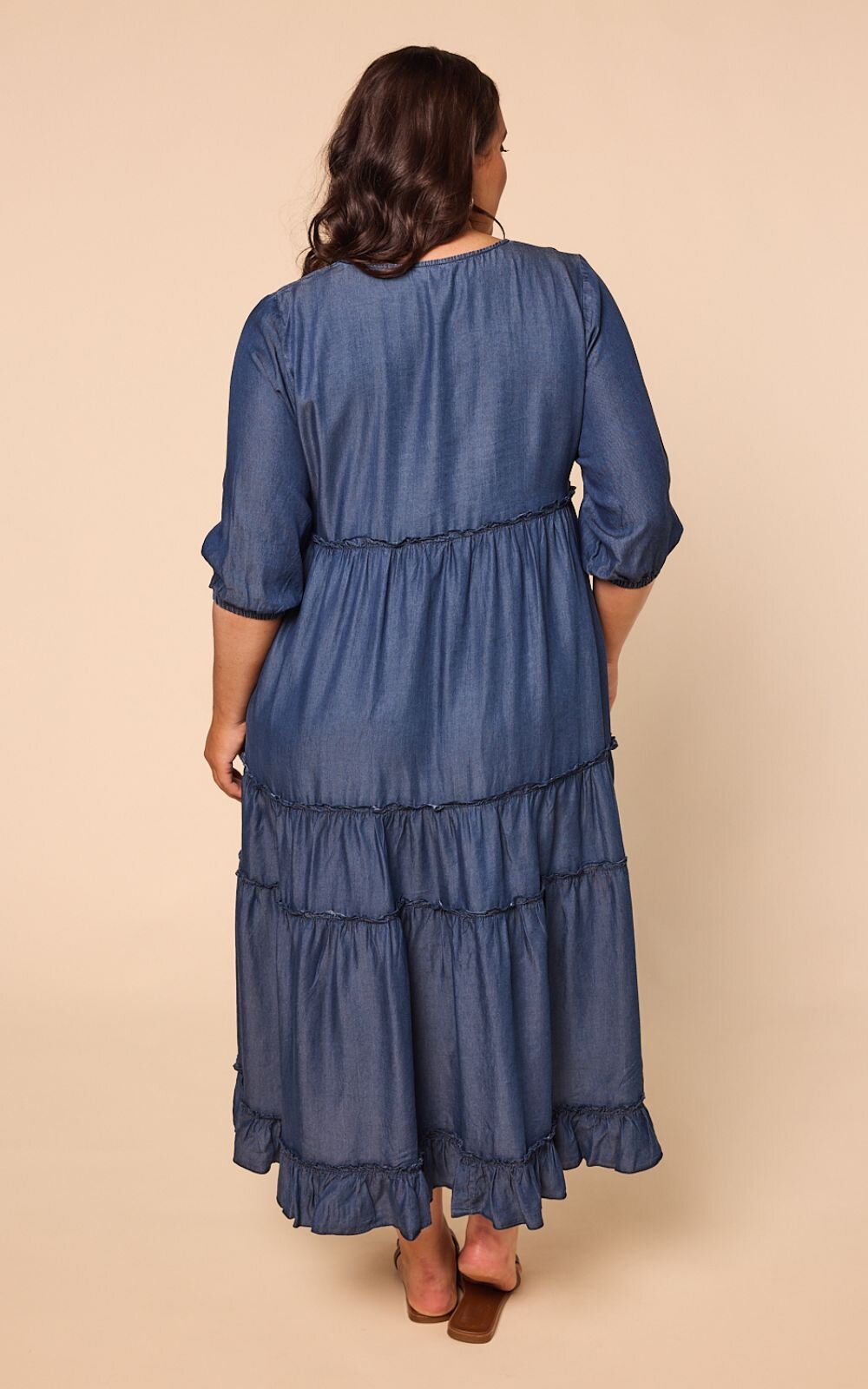 Sabre Frill Maxi Tencel 3/4 Slv Dress product photo.