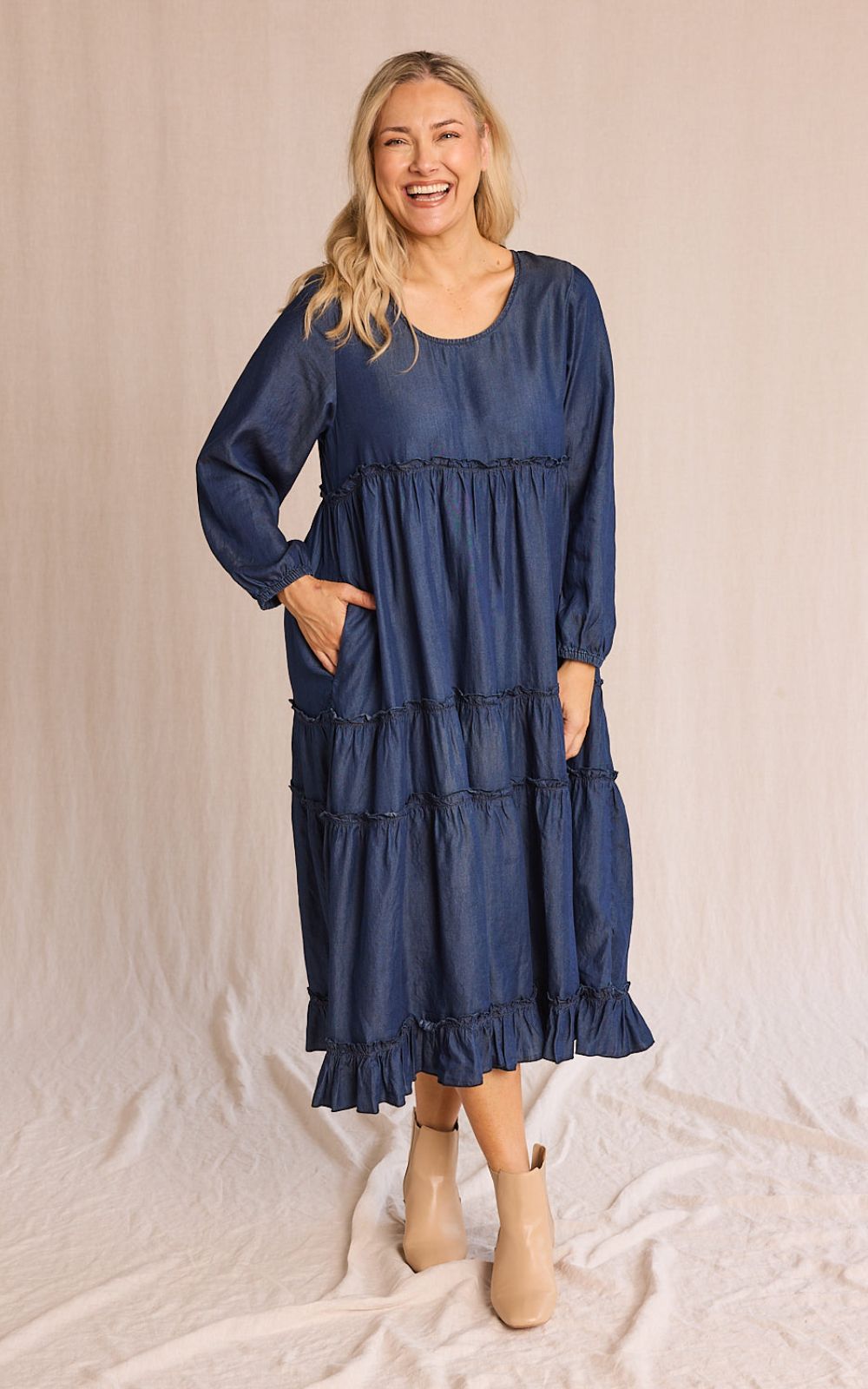 Sabre Frill Maxi Tencel L/S Dress product photo.