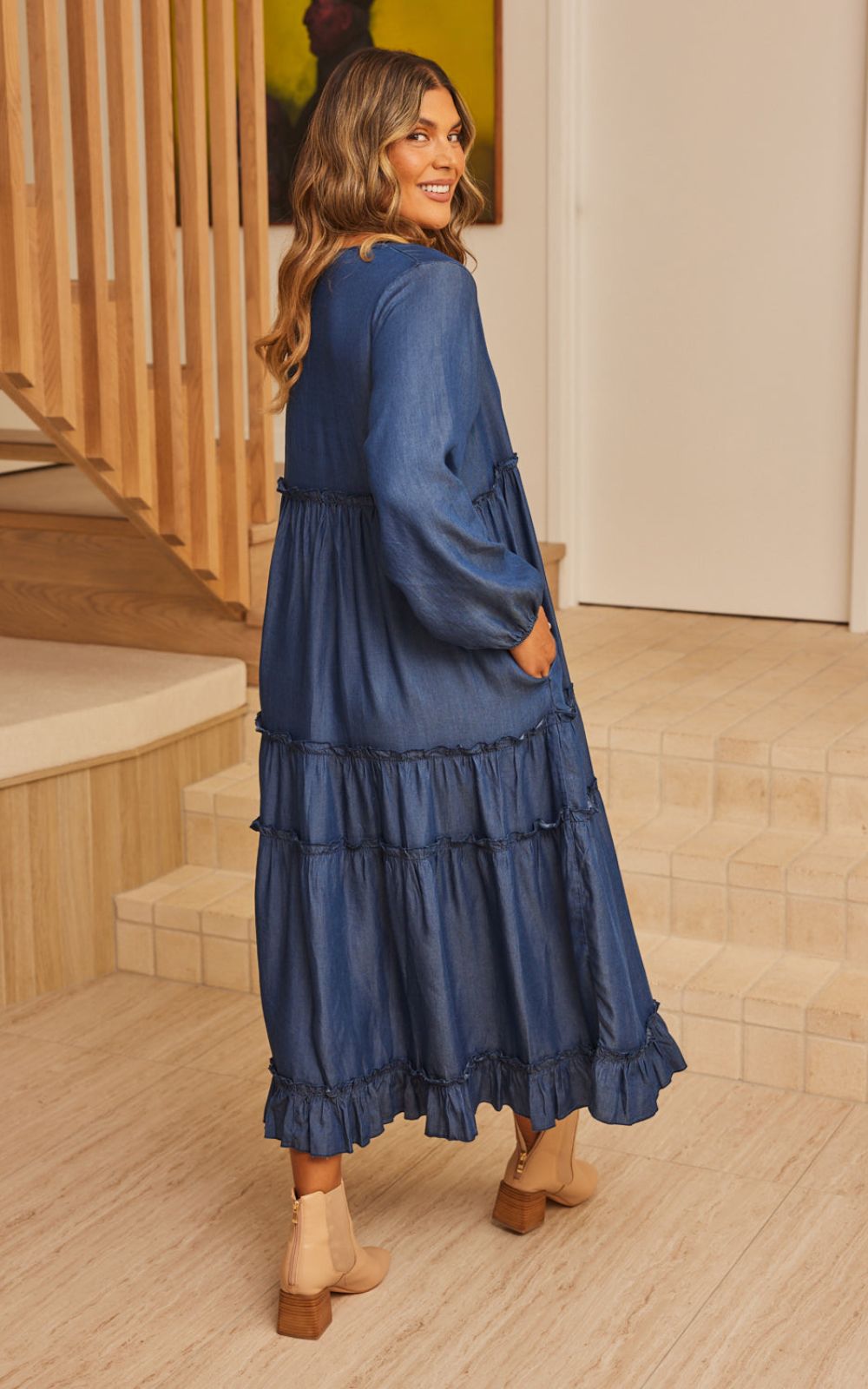 Sabre Frill Maxi Tencel L/S Dress product photo.