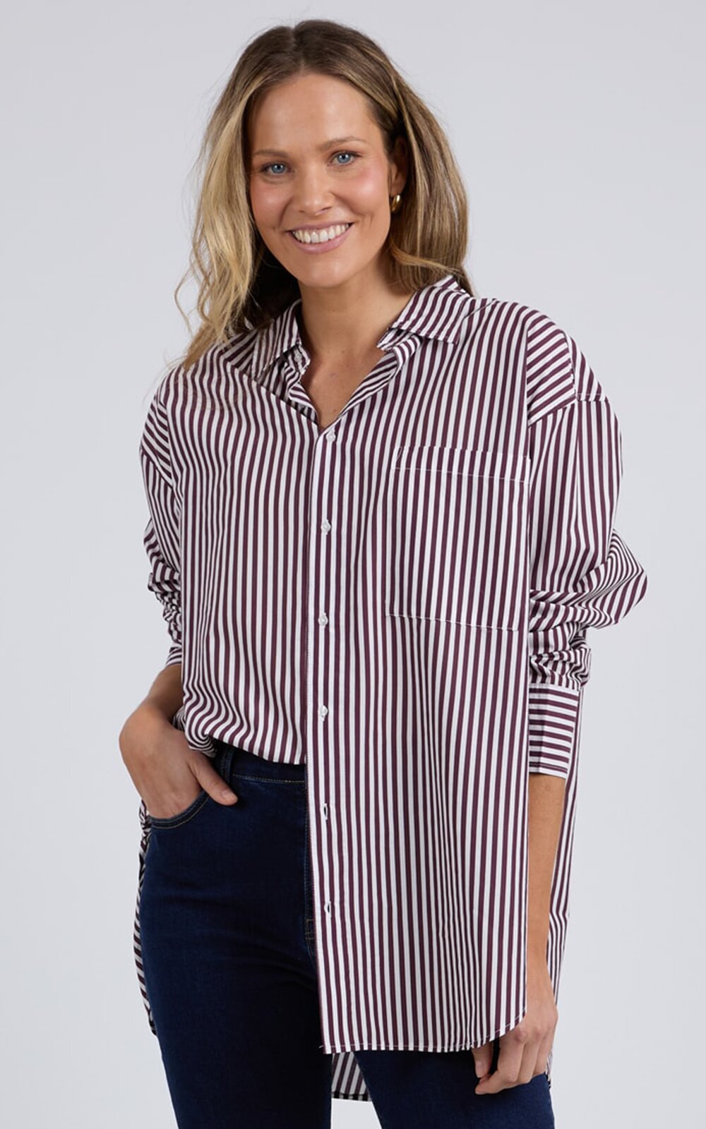 Lila Stripe Shirt product photo.