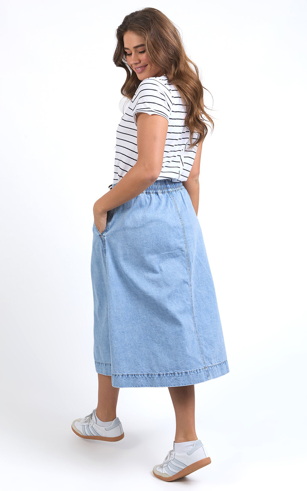 Greta Denim Skirt product photo.