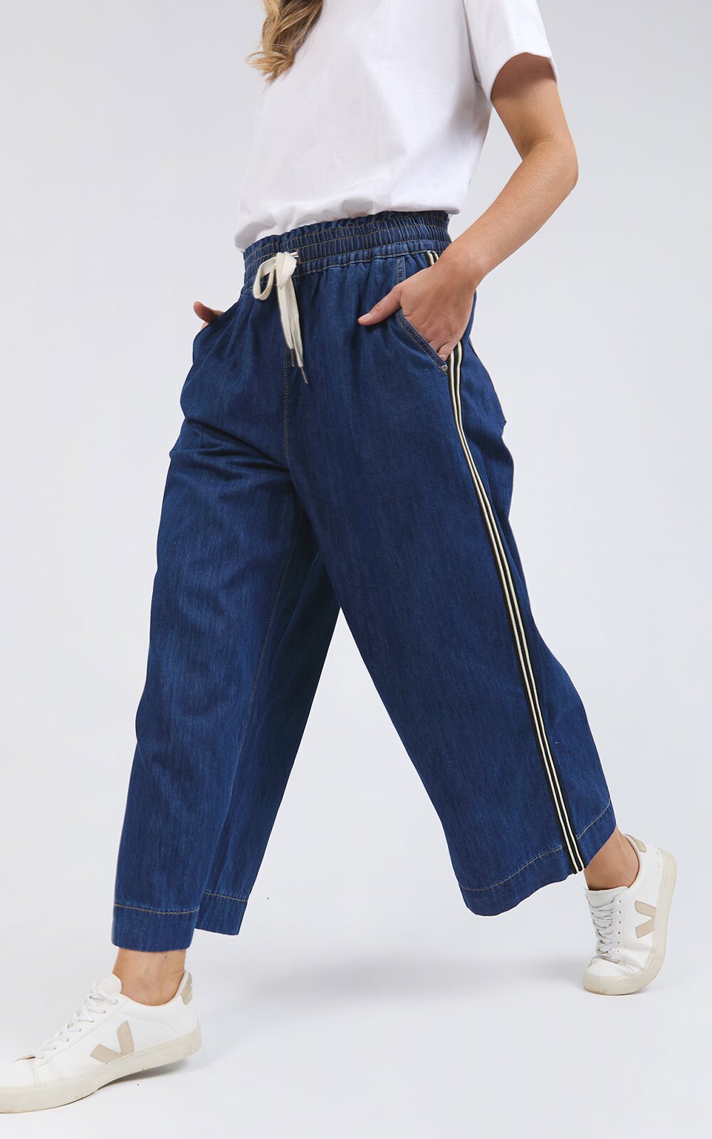 Greta Wide Leg Pant Side Tape product photo.