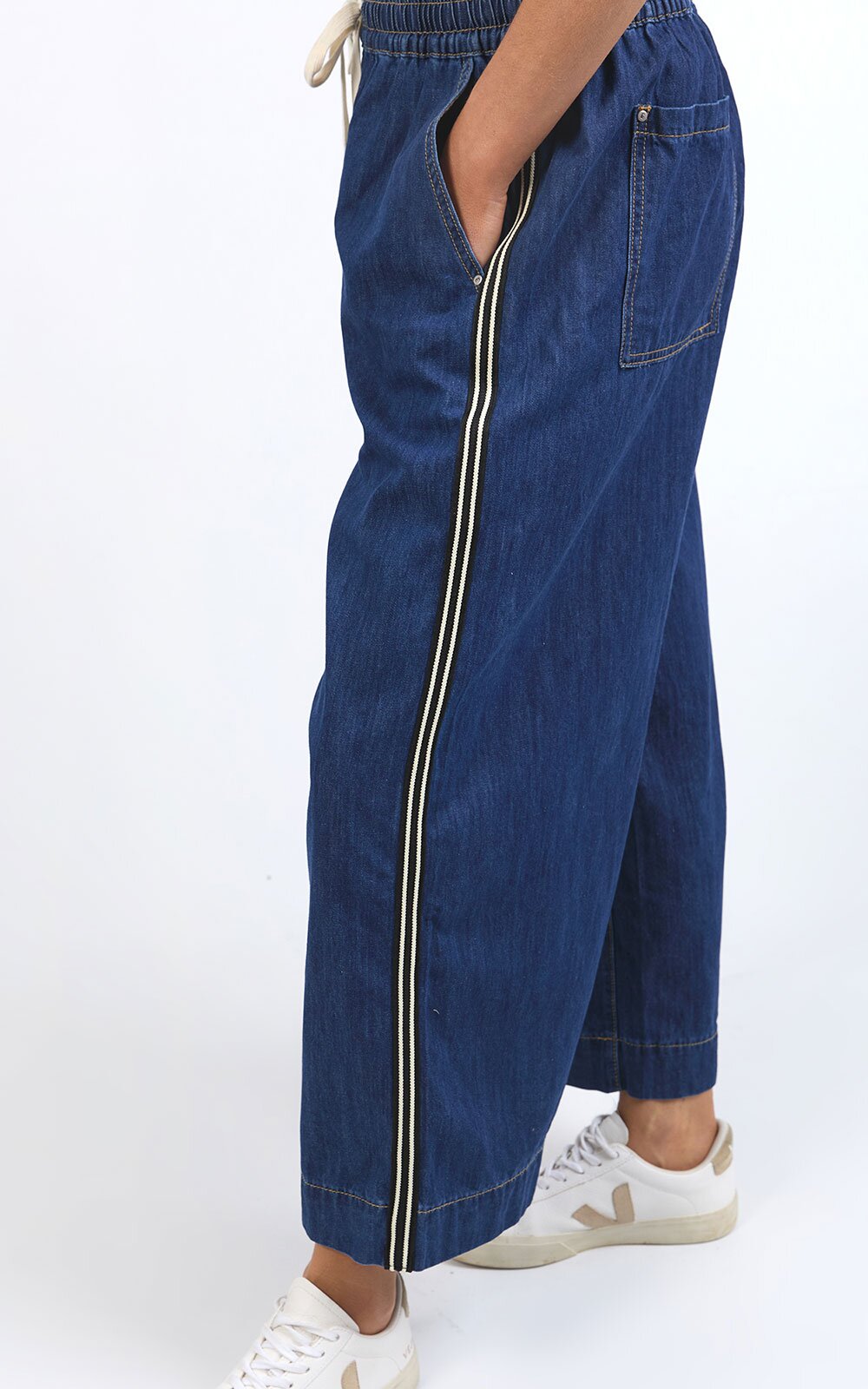 Greta Wide Leg Pant Side Tape product photo.