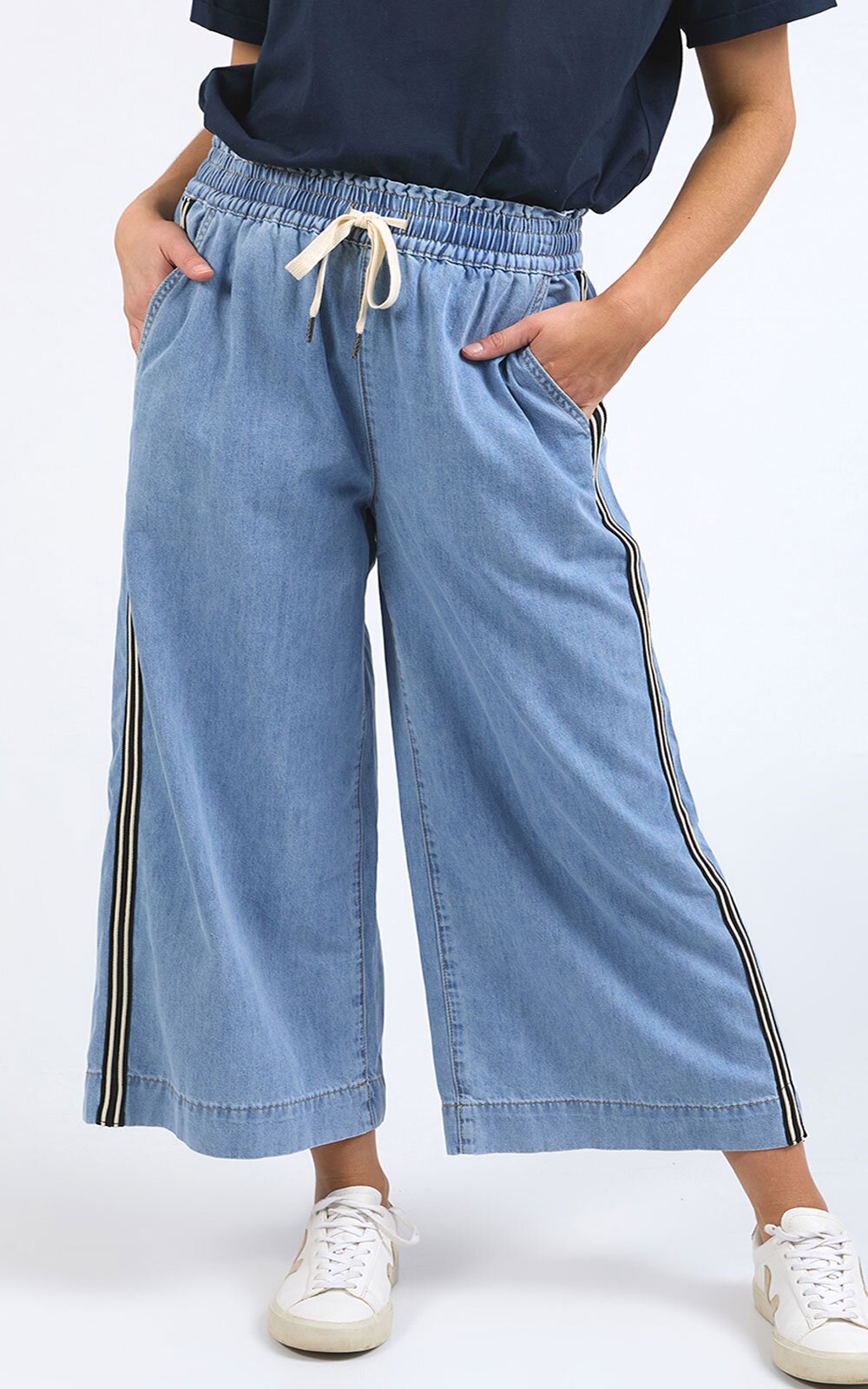 Greta Wide Leg Pant Side Tape product photo.